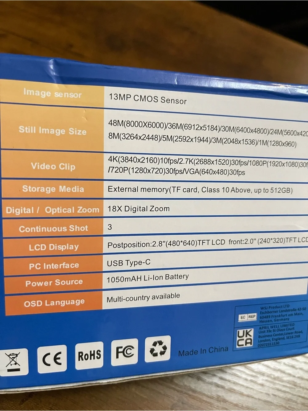 4K Ultra HD Waterproof Digital Camera - Blue NEW